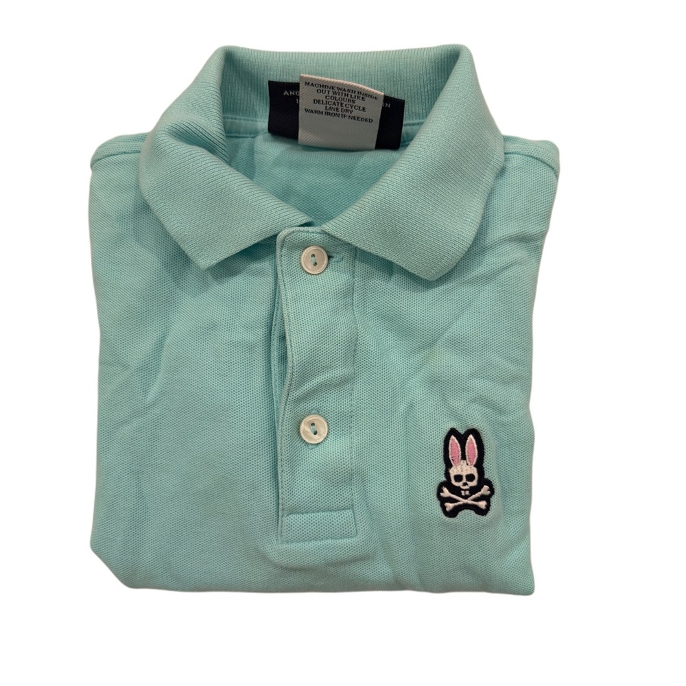 Psycho bunny Blue Polo Shirt with Classic Collar and Embroidered Logo.